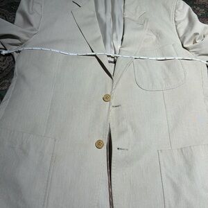 Men’s Nat Nast off-white & tan woven stripes  Msmts* blazer partly lined